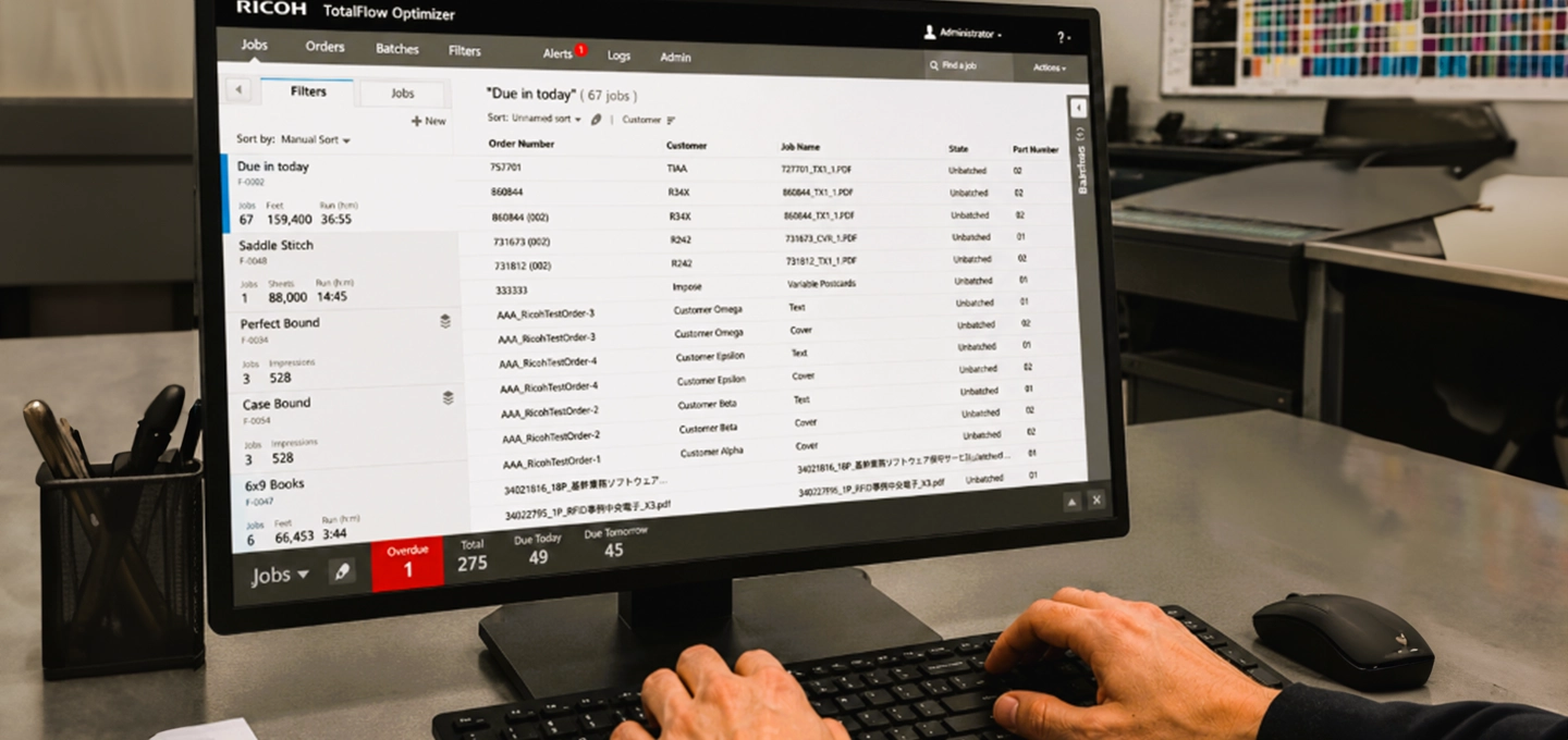 RICOH TotalFlow Optimizer, tüm üretim süreci boyunca otomasyon ve görünürlük sağlar